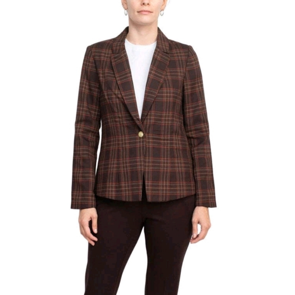 Nanette Lepore One Button‎ Plaid Jkt NWT Preppy Old Money